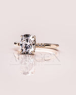 Cushion Brilliant Leb Diamond & Moissanite Diamond Engagement Ring Halo With Side Stone Engagement Ring