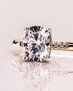 Cushion Brilliant Leb Diamond & Moissanite Diamond Engagement Ring Halo With Side Stone Engagement Ring