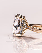 Cushion Brilliant Leb Diamond & Moissanite Diamond Engagement Ring Halo With Side Stone Engagement Ring