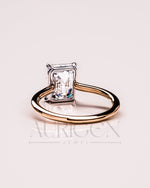 Unique Two-Tone Emerald Cut Moissanite and Lab Grown Diamond Ring