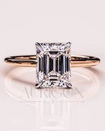 Unique Two-Tone Emerald Cut Moissanite and Lab Grown Diamond Ring
