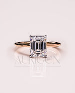 Unique Two-Tone Emerald Cut Moissanite and Lab Grown Diamond Ring