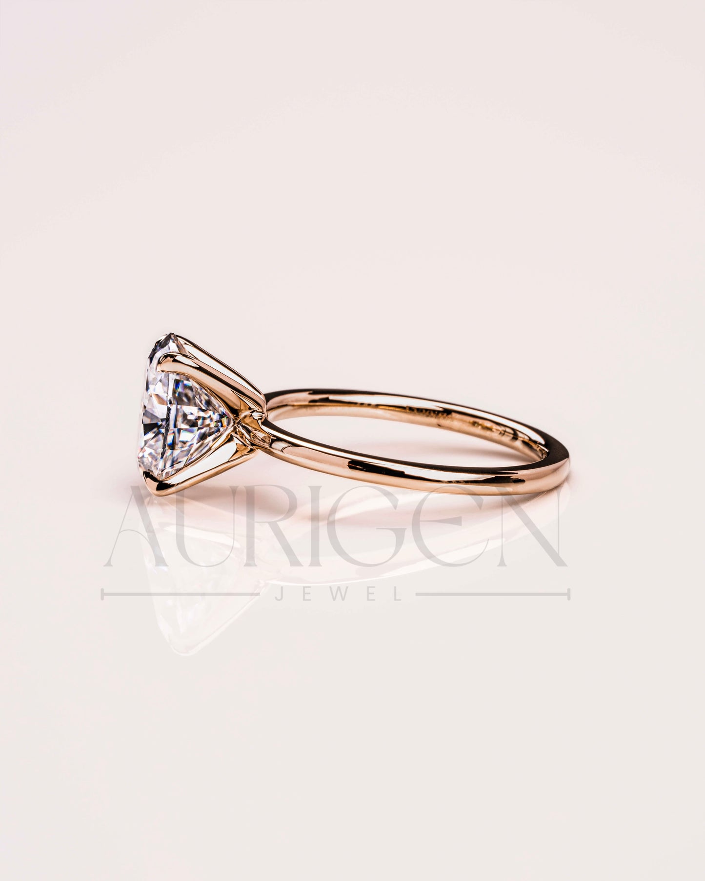 Minimalist Oval Brilliant Cut Moissanite and Leb Grown Diamond 14K Solid Gold Ring