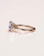 Minimalist Oval Brilliant Cut Moissanite and Leb Grown Diamond 14K Solid Gold Ring