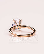 Minimalist Oval Brilliant Cut Moissanite and Leb Grown Diamond 14K Solid Gold Ring