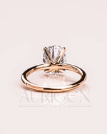 Minimalist Oval Brilliant Cut Moissanite and Leb Grown Diamond 14K Solid Gold Ring