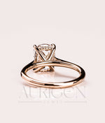 Elongated Cushion Cut Moissanite and Leb Grown Engagement Ring With Hidden Diamond