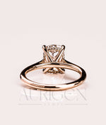 Elongated Cushion Cut Moissanite and Leb Grown Engagement Ring With Hidden Diamond
