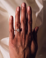 Elongated Cushion Cut Moissanite and Leb Grown Engagement Ring With Hidden Diamond