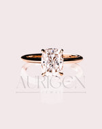 Elongated Cushion Cut Moissanite and Lab Grown Diamond Ring