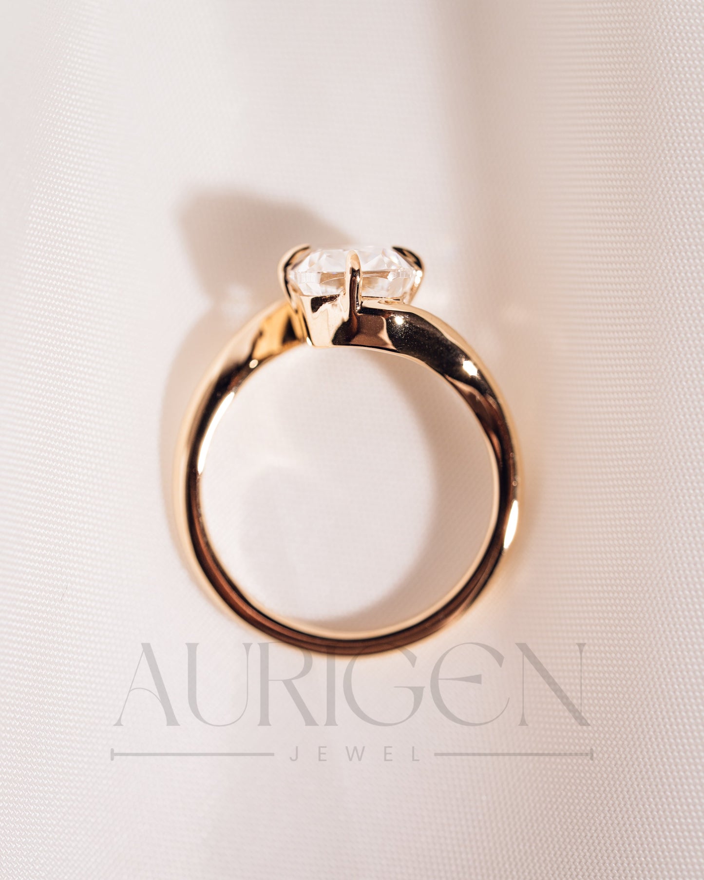 Unique Compass 4 Prong Set Elongated Cushion Cut Moissanite and Lab Grown Diamond Ring