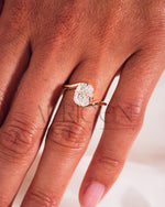 Unique Compass 4 Prong Set Elongated Cushion Cut Moissanite and Lab Grown Diamond Ring