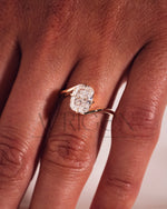Unique Compass 4 Prong Set Elongated Cushion Cut Moissanite and Lab Grown Diamond Ring