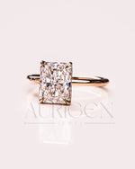 2.5 Ct Luxury Crushed Ice Radiant Solitaire Ring Hidden Halo Diamond Gold Engagement Ring