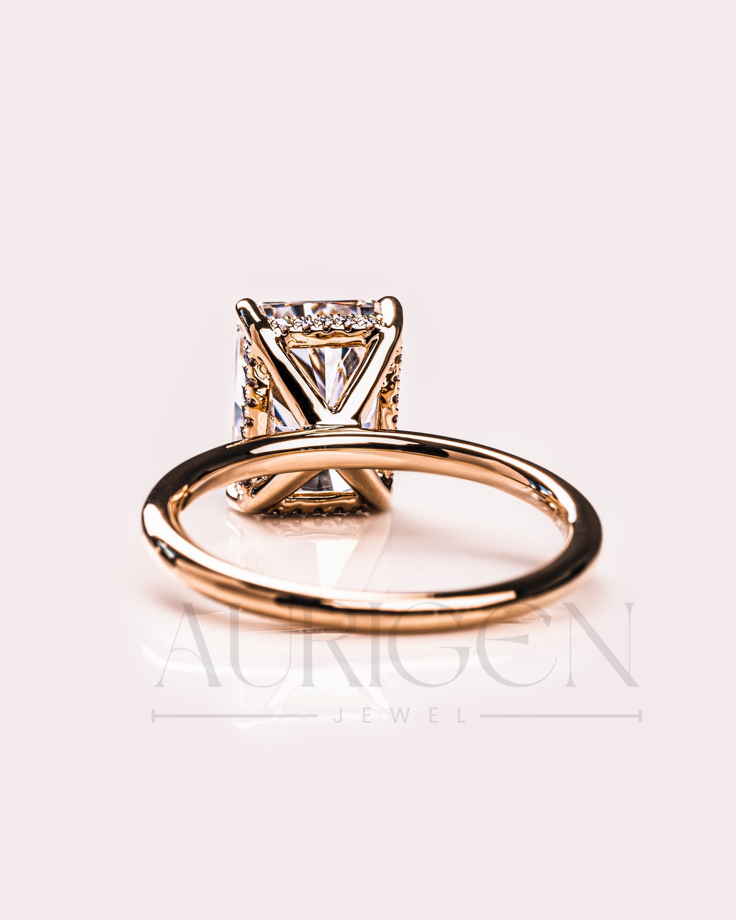 2.5 Ct Luxury Crushed Ice Radiant Solitaire Ring Hidden Halo Diamond Gold Engagement Ring