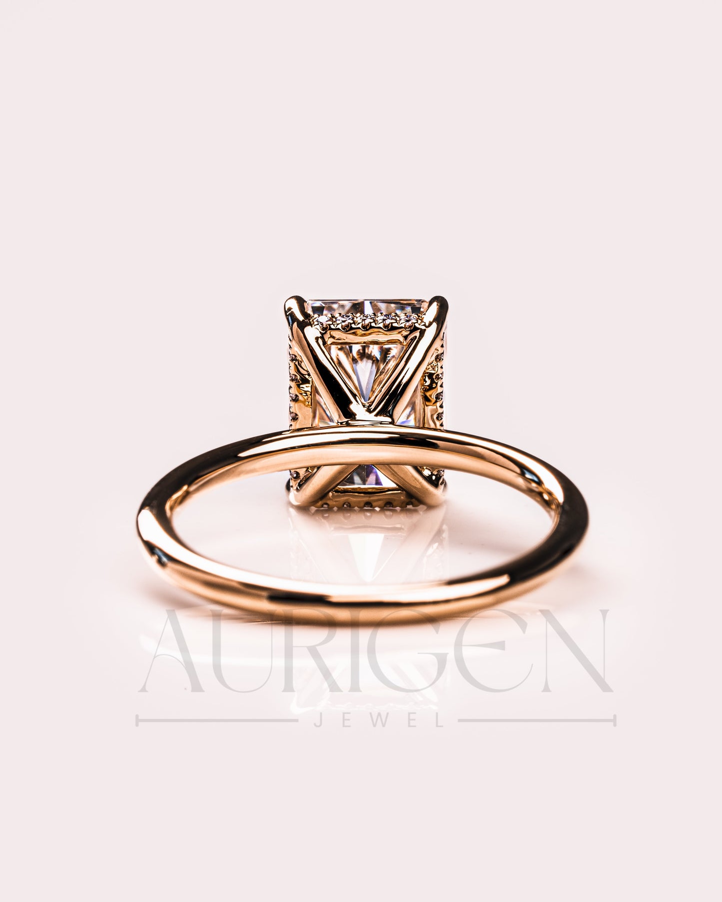 2.5 Ct Luxury Crushed Ice Radiant Solitaire Ring Hidden Halo Diamond Gold Engagement Ring