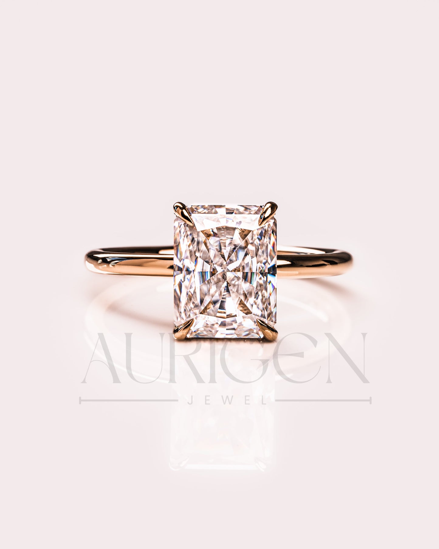 2.5 Ct Luxury Crushed Ice Radiant Solitaire Ring Hidden Halo Diamond Gold Engagement Ring