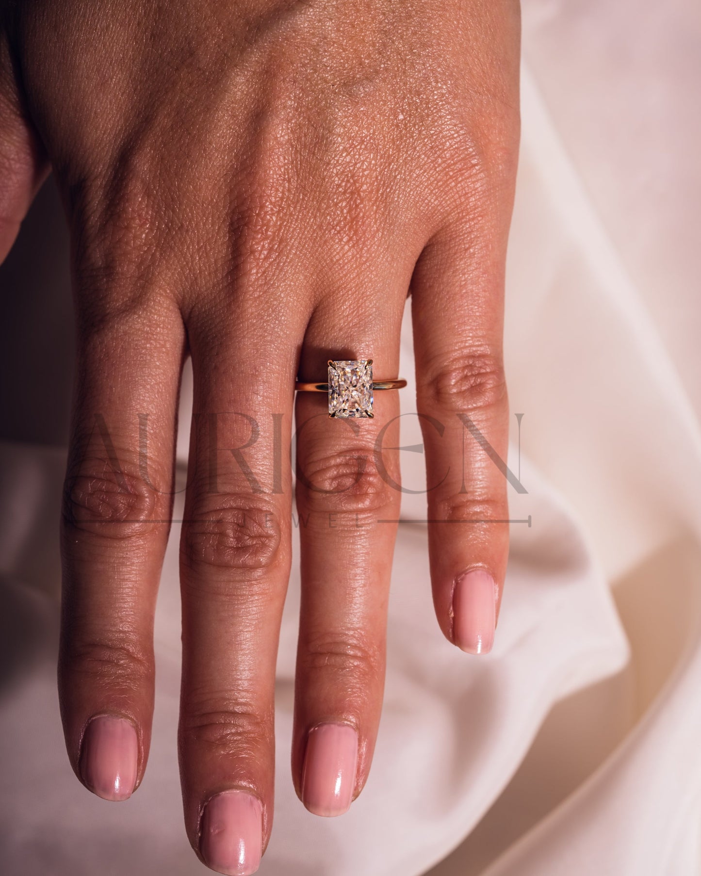 2.5 Ct Luxury Crushed Ice Radiant Solitaire Ring Hidden Halo Diamond Gold Engagement Ring