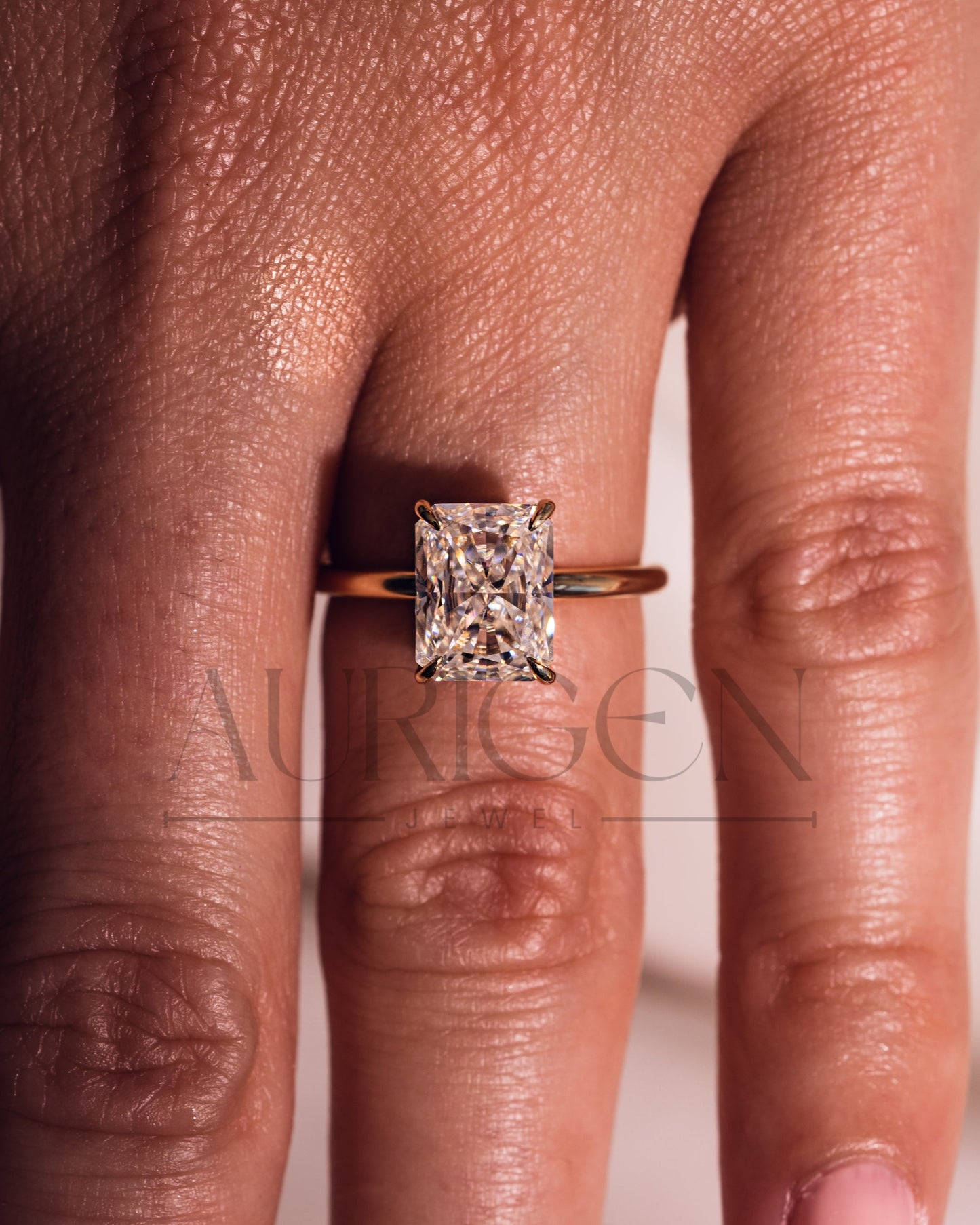 2.5 Ct Luxury Crushed Ice Radiant Solitaire Ring Hidden Halo Diamond Gold Engagement Ring