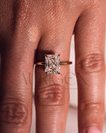 2.5 Ct Luxury Crushed Ice Radiant Solitaire Ring Hidden Halo Diamond Gold Engagement Ring