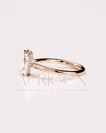Emerald Cut Solitaire Engagement Ring Halo Moissanite and Leb Diamond 14K White Gold