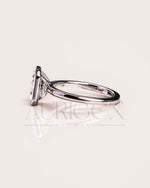 Bezel Setting Minimalist Emerald Cut Diamond Ring 14K White Gold Solitaire Ring