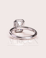 Bezel Setting Minimalist Emerald Cut Diamond Ring 14K White Gold Solitaire Ring