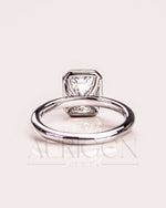 Bezel Setting Minimalist Emerald Cut Diamond Ring 14K White Gold Solitaire Ring