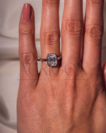 Bezel Setting Minimalist Emerald Cut Diamond Ring 14K White Gold Solitaire Ring