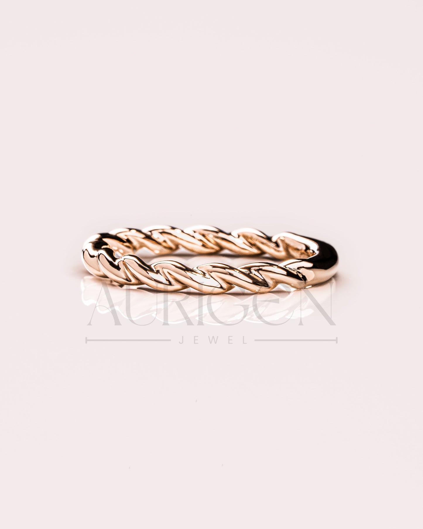 Twisted Rope 14K Solid Gold Band Perfect for Stacking Band