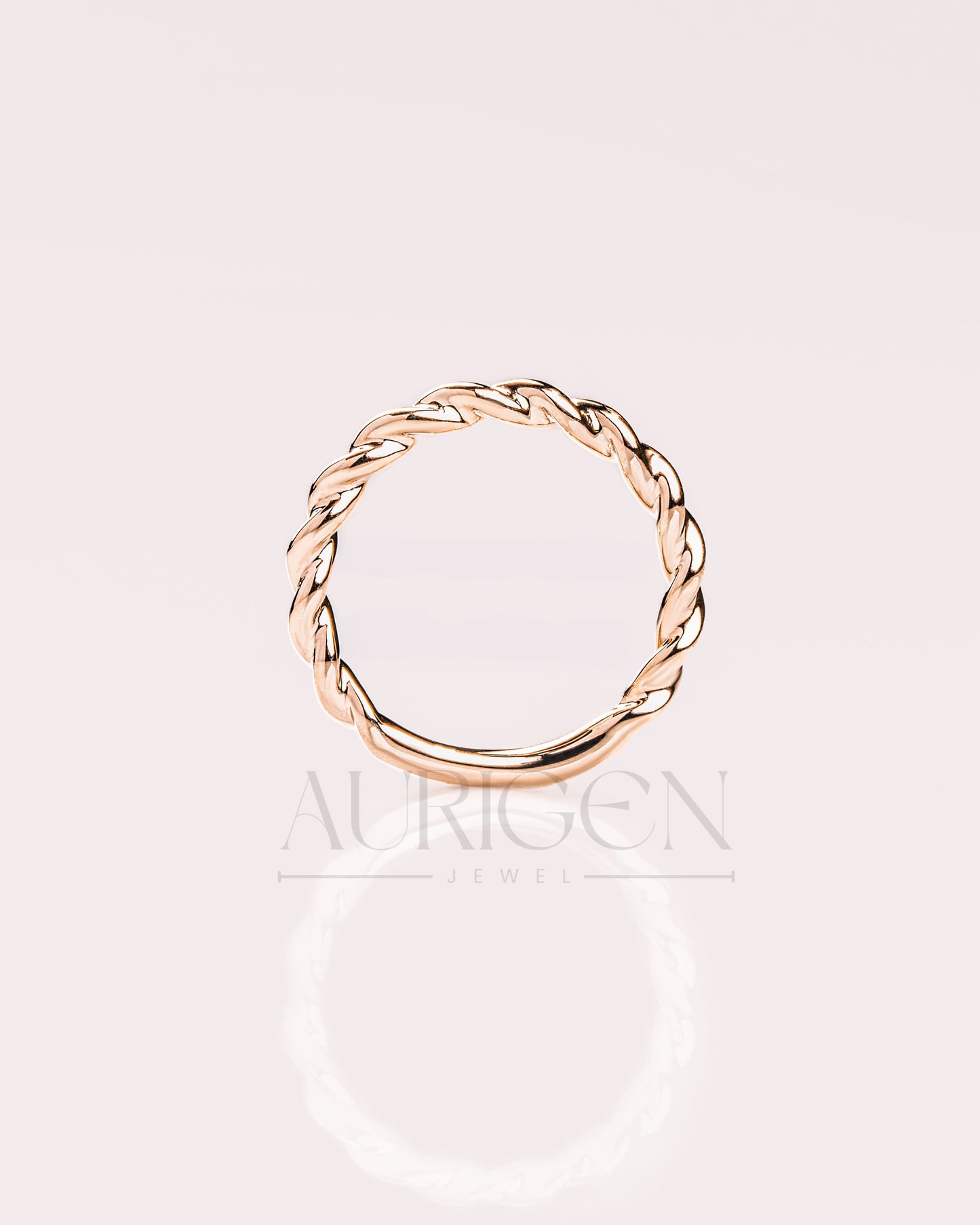 Twisted Rope 14K Solid Gold Band Perfect for Stacking Band