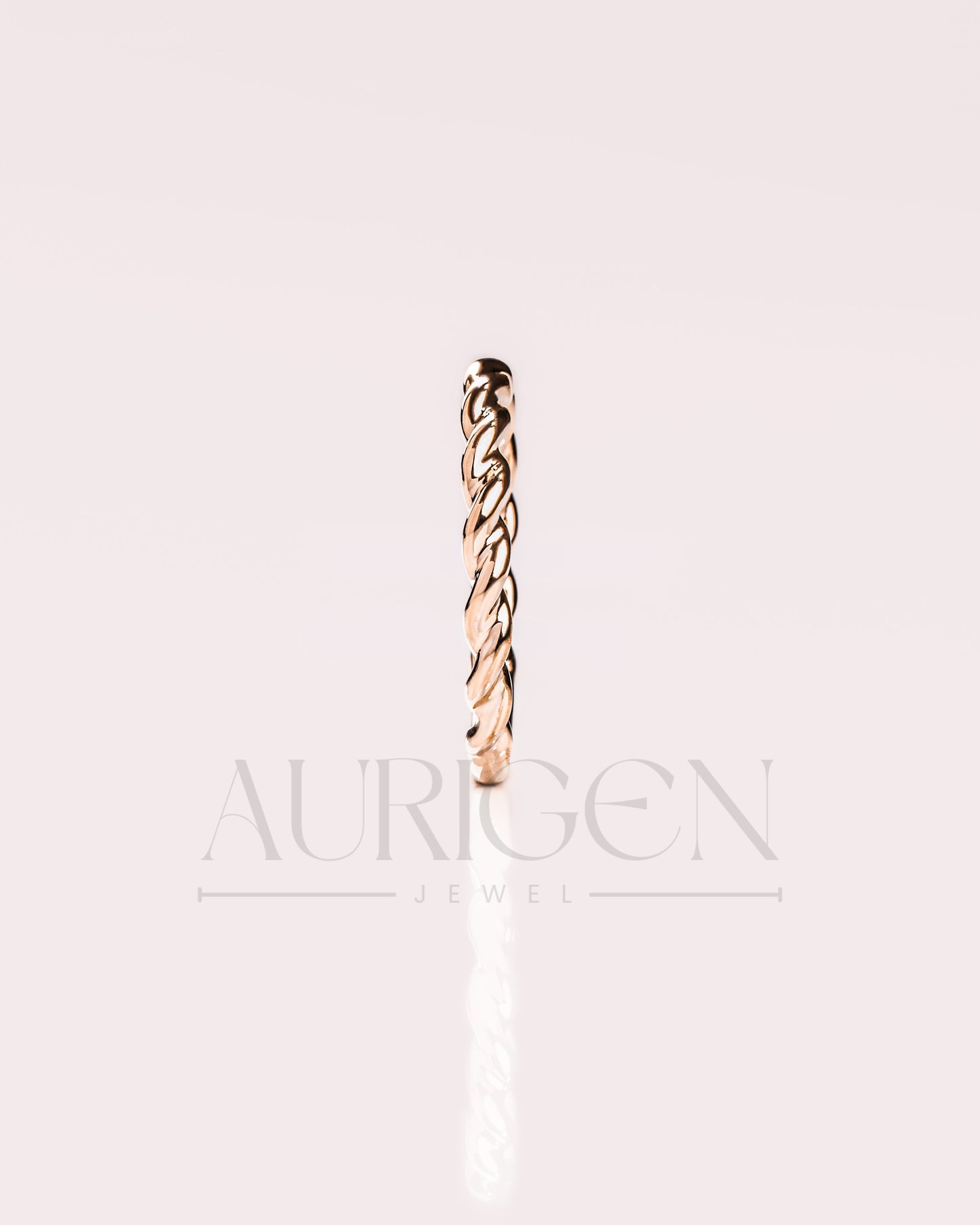 Twisted Rope 14K Solid Gold Band Perfect for Stacking Band