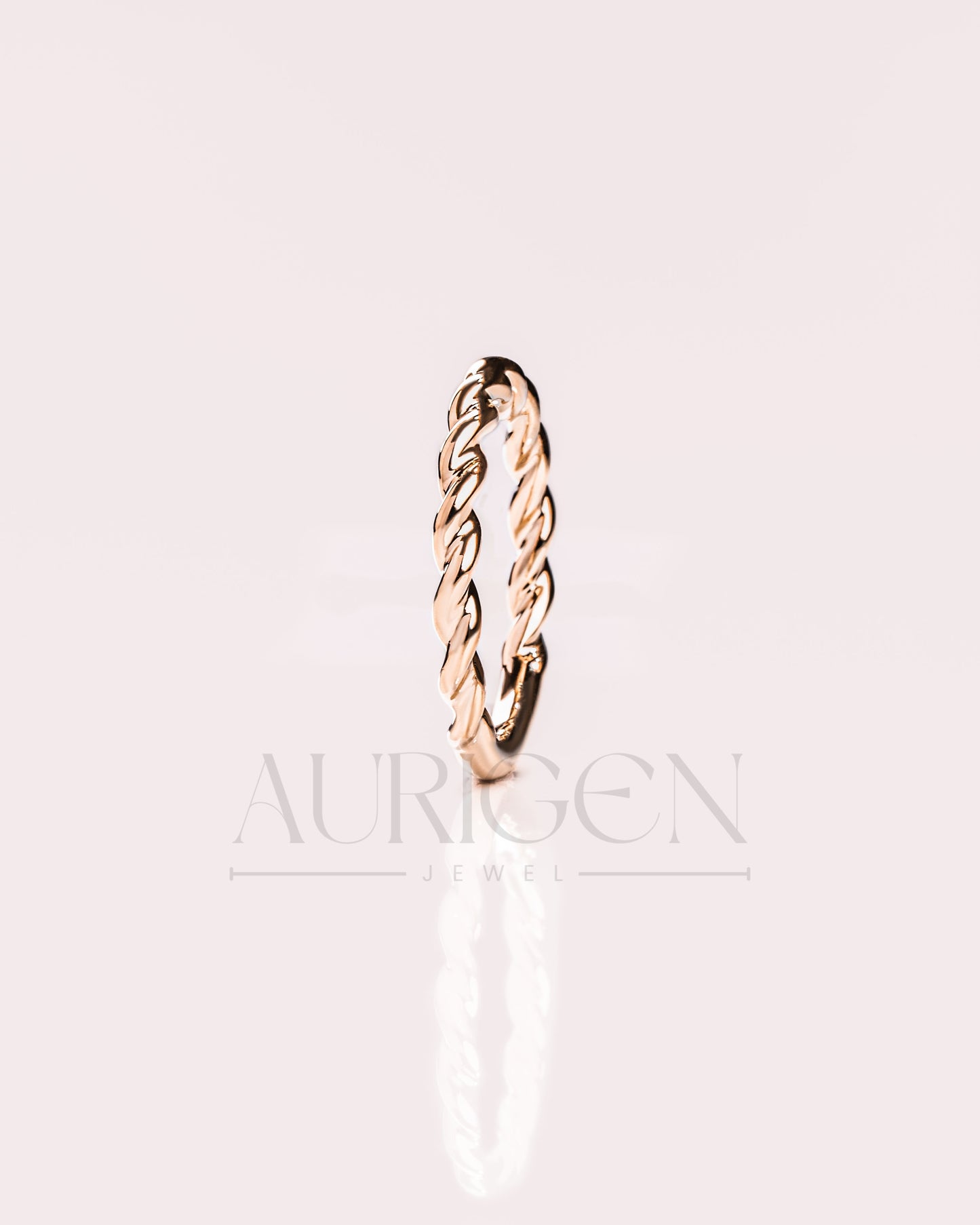 Twisted Rope 14K Solid Gold Band Perfect for Stacking Band