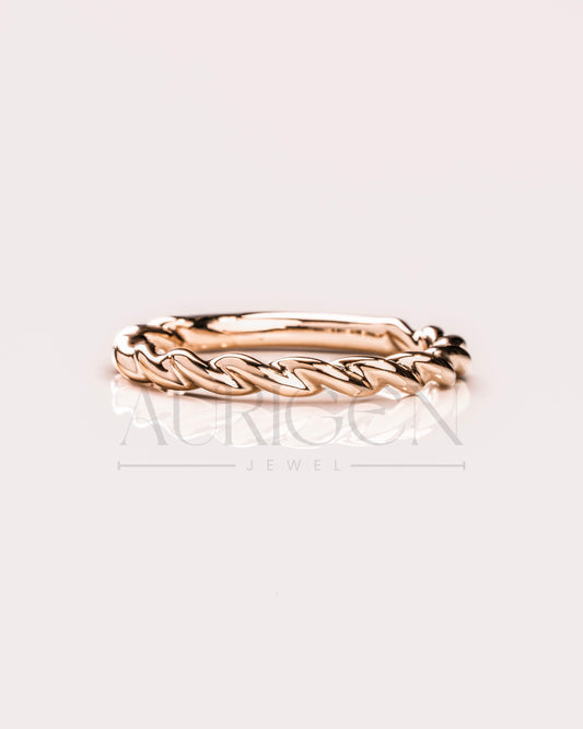 Twisted Rope 14K Solid Gold Band Perfect for Stacking Band