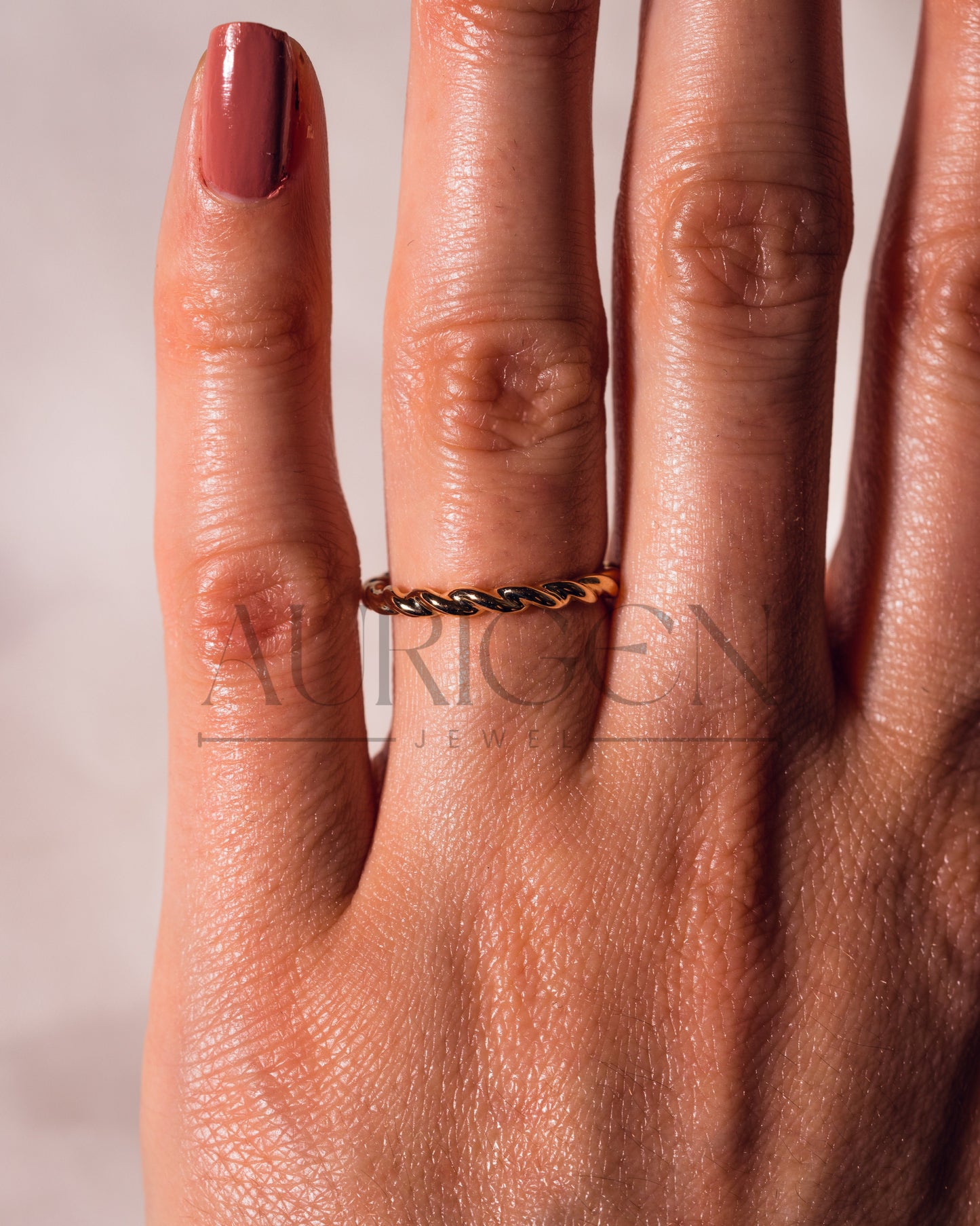 Twisted Rope 14K Solid Gold Band Perfect for Stacking Band