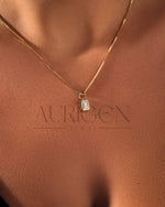 Full Bezel Setting Emerald Cut Moissanite and Lab Grown Diamond Necklace