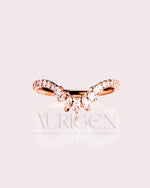 18K Rose Gold Marquise & Round Moissanite and Leb Diamond Full Eternity Curved Band