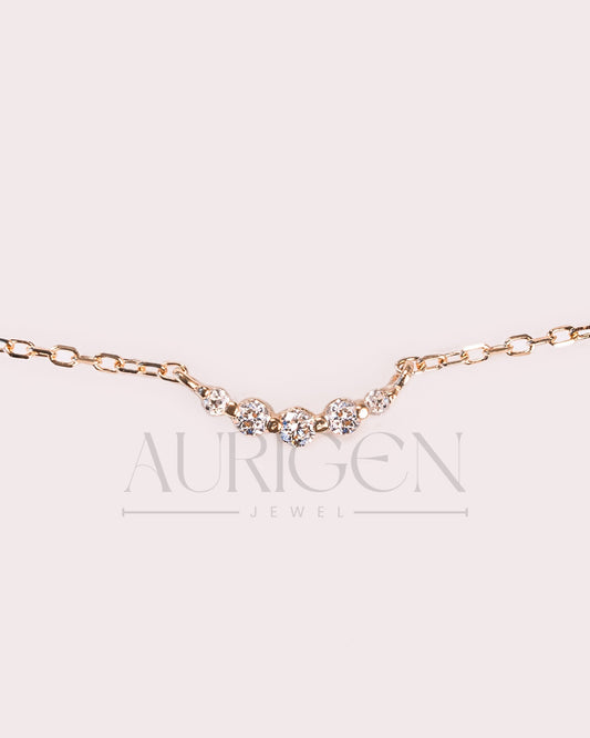 14K Solid Gold Round Cut Moissanite and Lab Grown Diamond Necklace