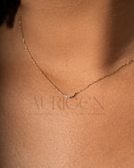 14K Solid Gold Round Cut Moissanite and Lab Grown Diamond Necklace
