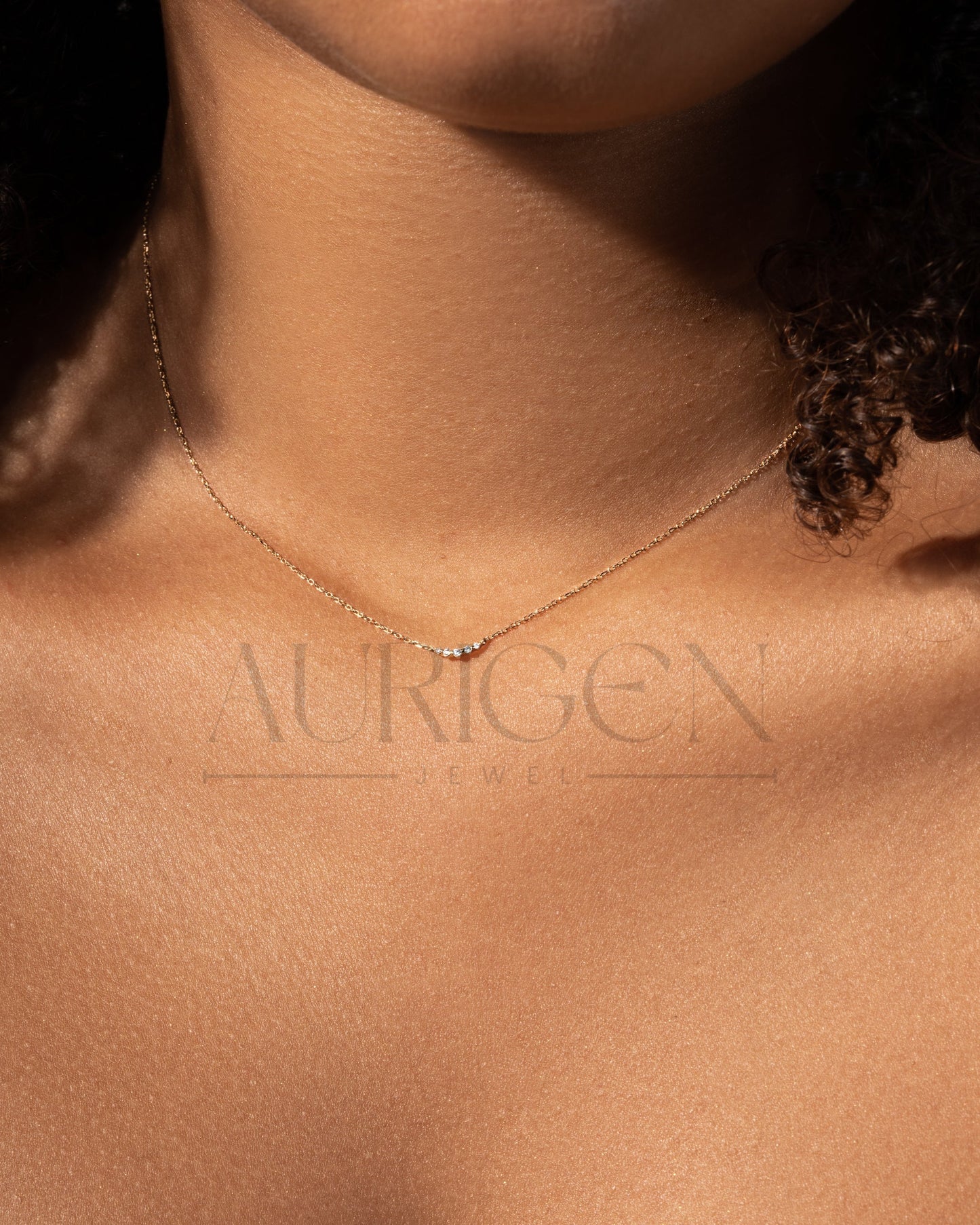 14K Solid Gold Round Cut Moissanite and Lab Grown Diamond Necklace