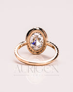 Elegant Oval Cut Moissanite and Lab Grown Diamond Ring With Halo and Pave Setting