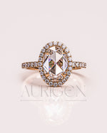 Elegant Oval Cut Moissanite and Lab Grown Diamond Ring With Halo and Pave Setting