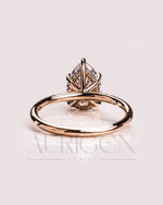 2.5 Ct Pear 5-Prong Moissanite and Leb Diamond Ring Hidden Halo With Side Diamond Ring