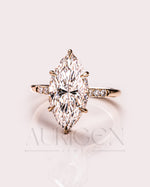 2.5 Ct Marquise Cut Moissanite Engagement Ring 6-Prong Set With Side Diamond 14K Solid Gold Ring