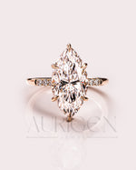 2.5 Ct Marquise Cut Moissanite Engagement Ring 6-Prong Set With Side Diamond 14K Solid Gold Ring