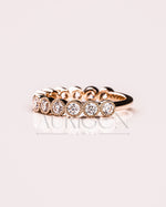 Elegant 14K Rose Gold Unique Bezel Set Round Cut Lab Grown & Moissanite Diamond Band