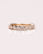 Elegant 14K Rose Gold Unique Bezel Set Round Cut Lab Grown & Moissanite Diamond Band