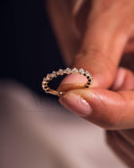Asscher Cut Moissanite and Leb Diamond Band in 14K Solid Gold – ¾ Eternity Band