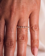 Asscher Cut Moissanite and Leb Diamond Band in 14K Solid Gold – ¾ Eternity Band
