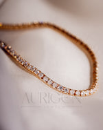 Sparkling Round Cut Lab Grown and Moissanite Diamond Tennis Bracelet in Solid Gold